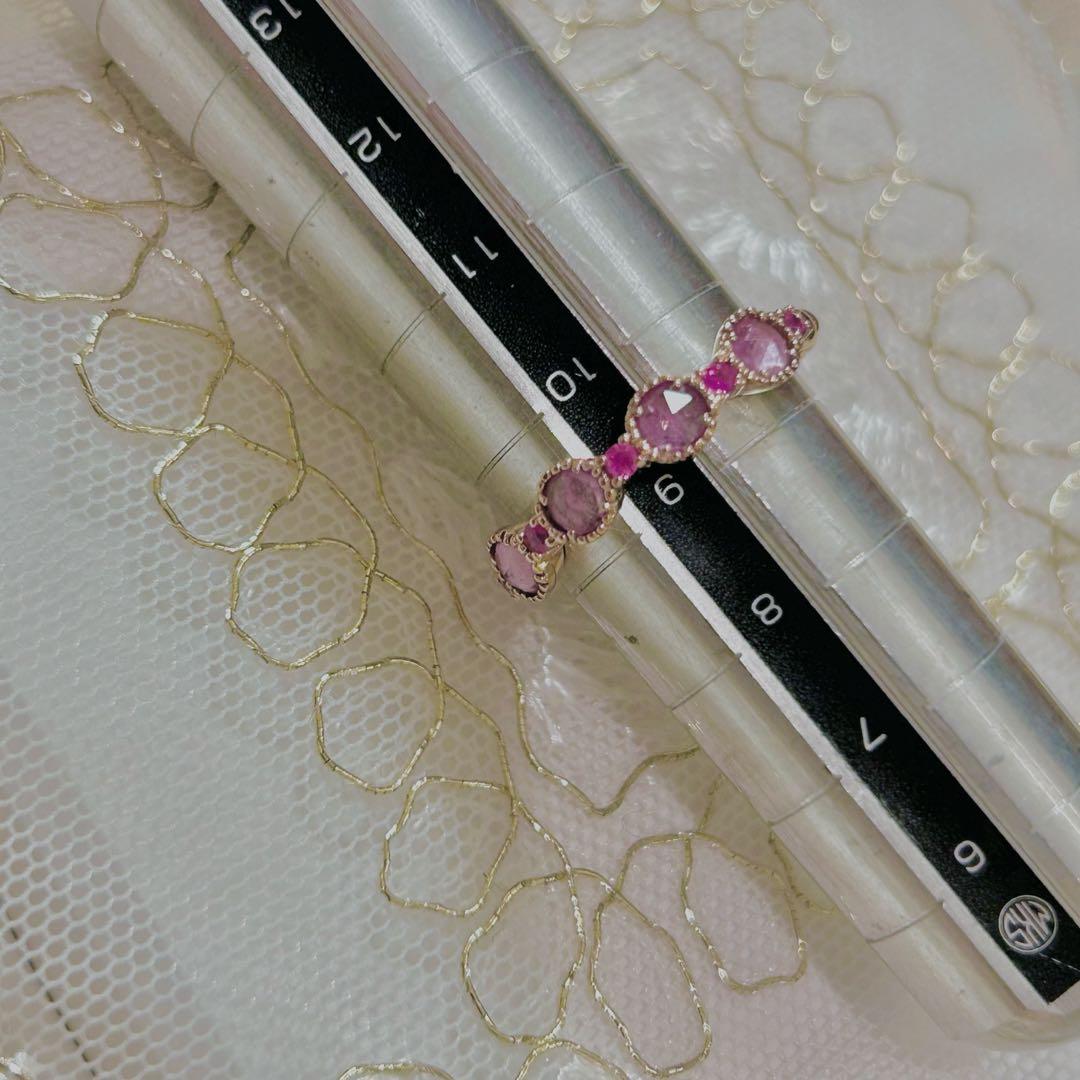 ピンクサファイア　リング　指輪　ローズカット　K10
