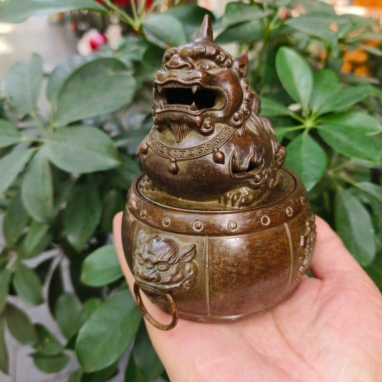 銅細工 香炉 招財進宝 薫香炉 置物 香道具 装飾品 工芸品 美術品