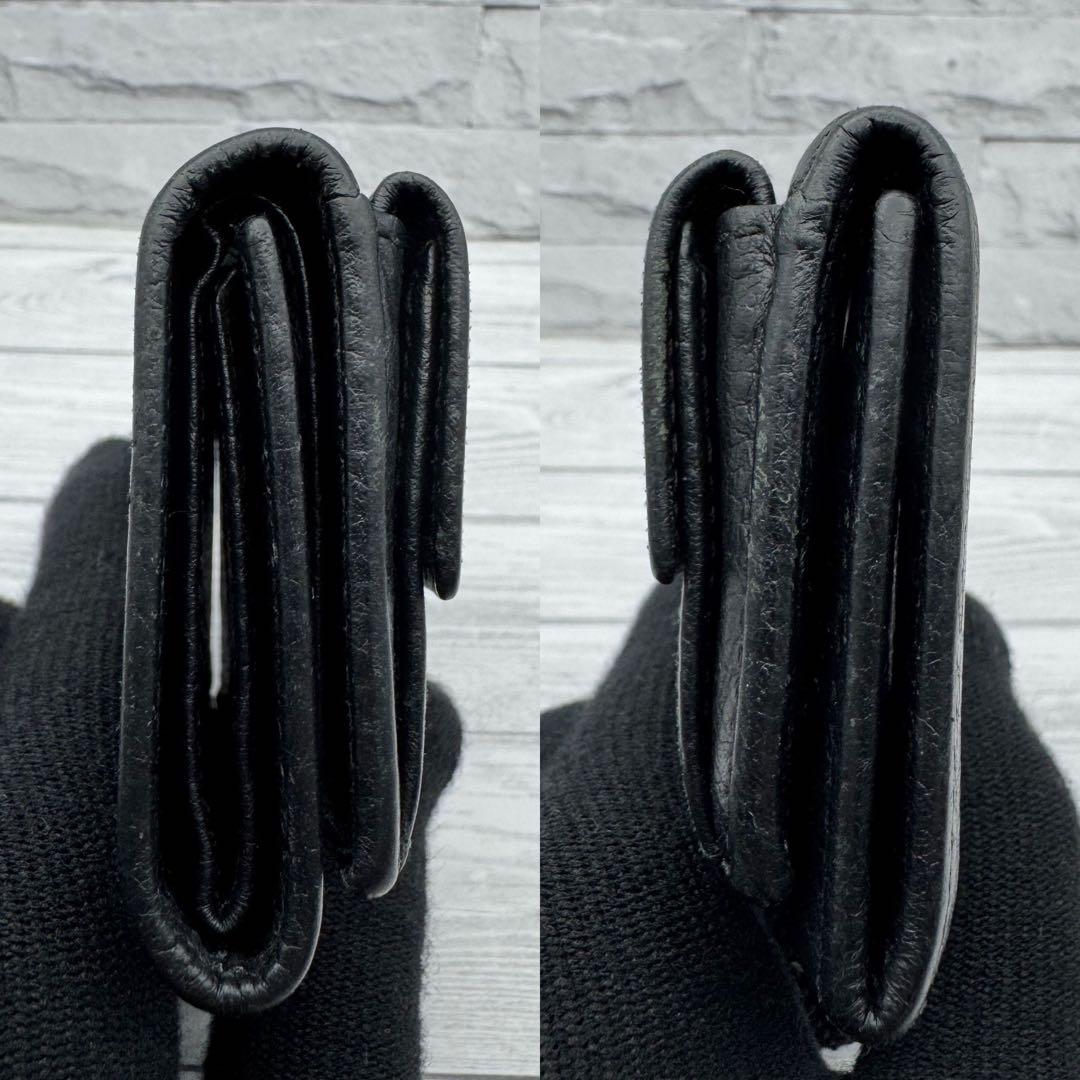 【美品】GUCCI　三つ折り財布　マーモント　GG　レザー　ブラック