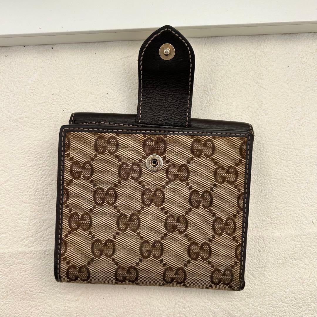 Gucci GGパターン 二つ折り財布グッチ Wホック ハートモチーフ