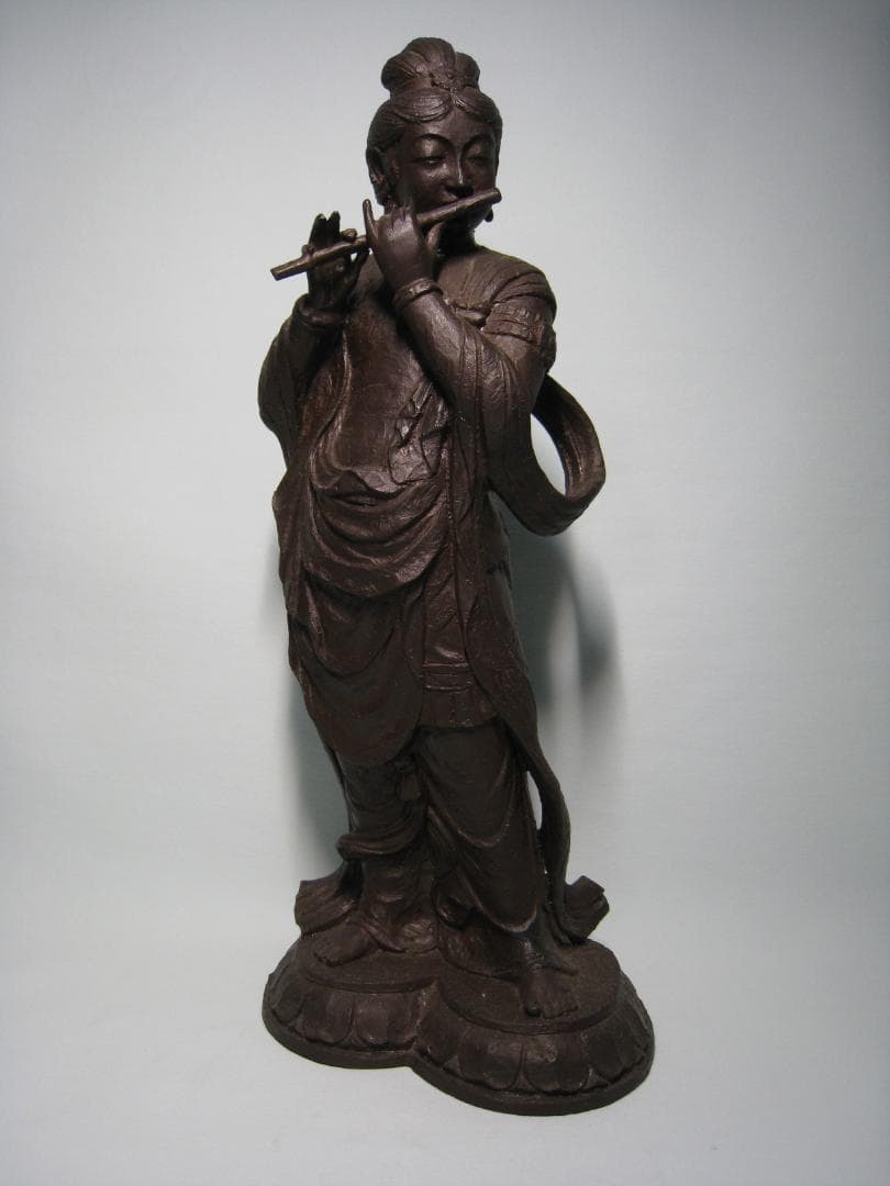 喜多敏勝【幸笛　喜多敏勝】ブロンズ製　　天女　高さ約33.5㎝