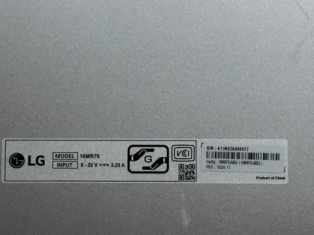 [ジャンク]USB-C接続 PCモニター16型 LG 16MR70