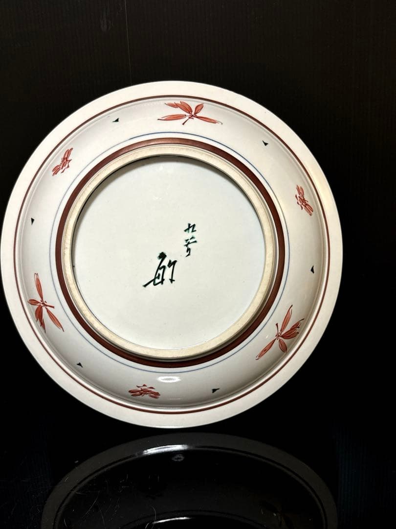 最優品 九谷焼 名人 武腰敏昭 作 色絵小紋蝶図 大皿 飾皿 桐共箱付 日展作家
