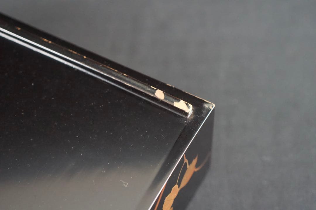 螺鈿細工 蒔絵 木製 五段 重箱 共箱 二枚蓋 時代品 青貝 検) 漆器 輪島塗