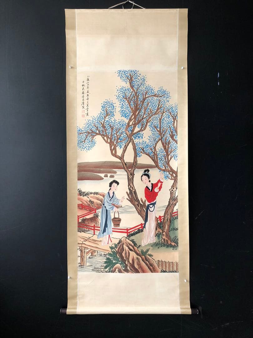 唐寅 人物画 掛け軸 四尺 手描き 中国美術 絵画 書画 人物図 インテリア