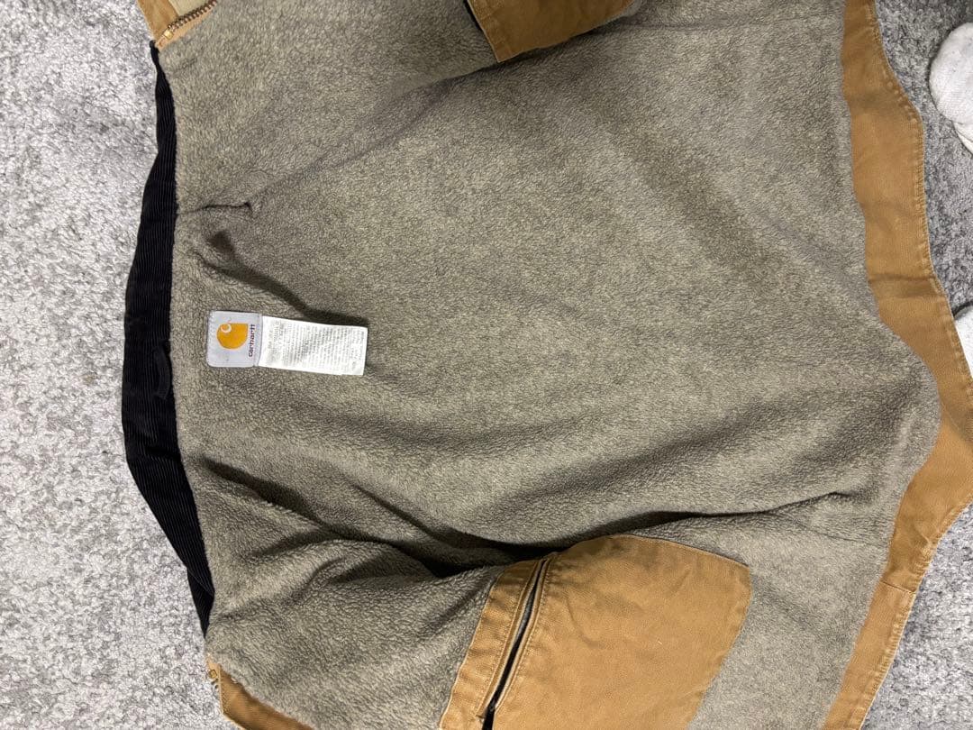 Carhartt ダックジャケット ブラウン 襟コーデュロイ