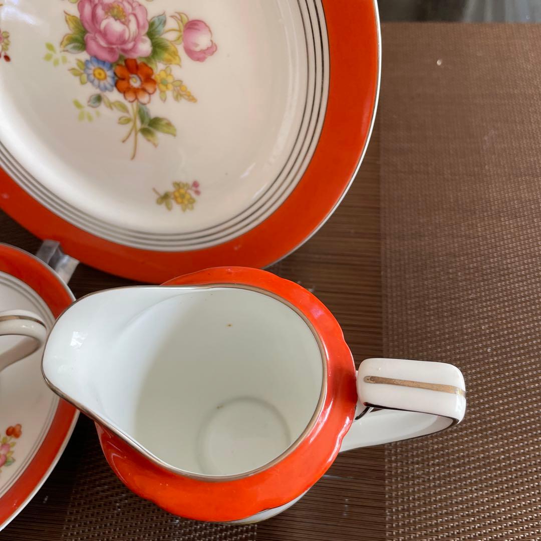 オールドノリタケ　ケーキ皿　カップ　クリーマー　シュガー4点セット