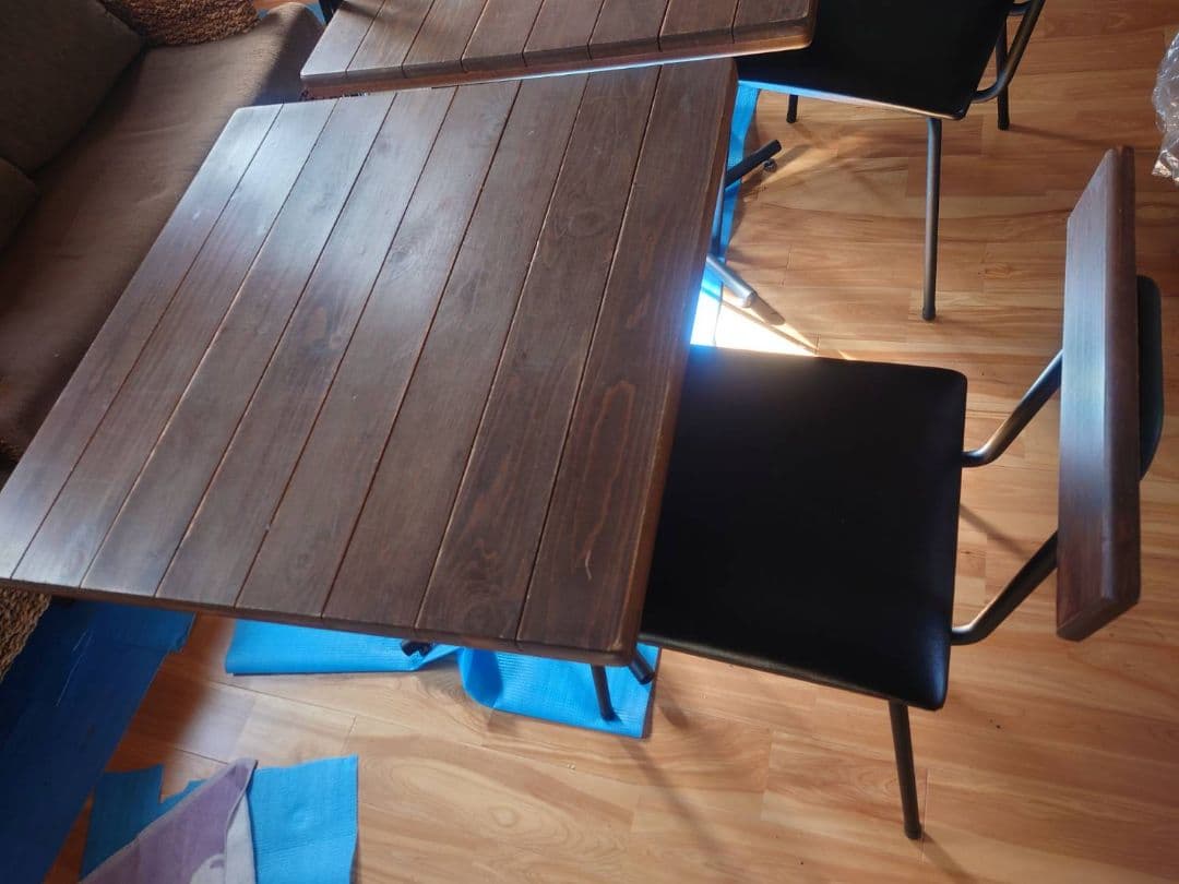 東馬 KeLT カフェテーブル パイン古材×スチールダークブラウン2個セット