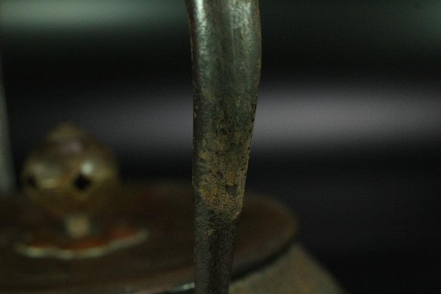 斑紫銅蓋 秋草地紋 鉄瓶(K-LC473)