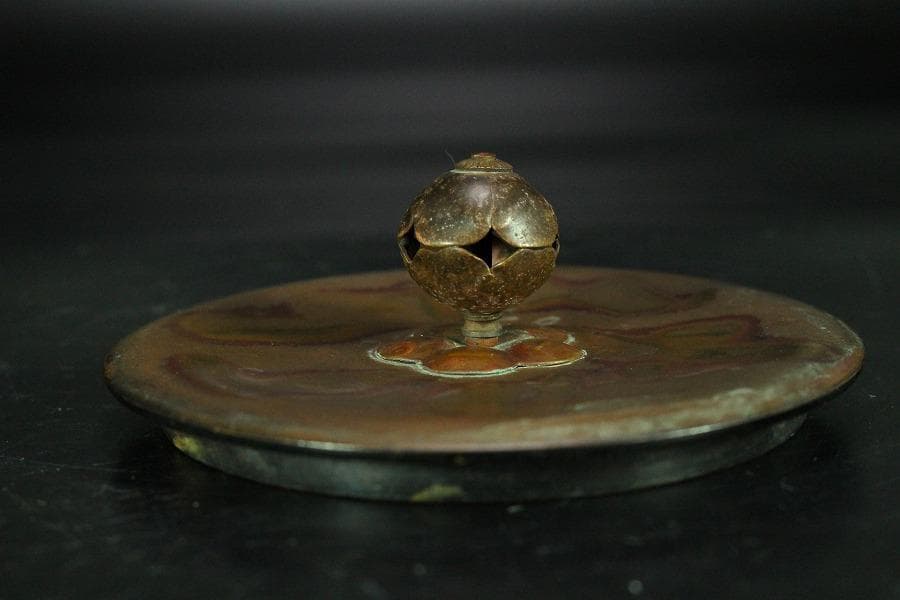 斑紫銅蓋 秋草地紋 鉄瓶(K-LC473)