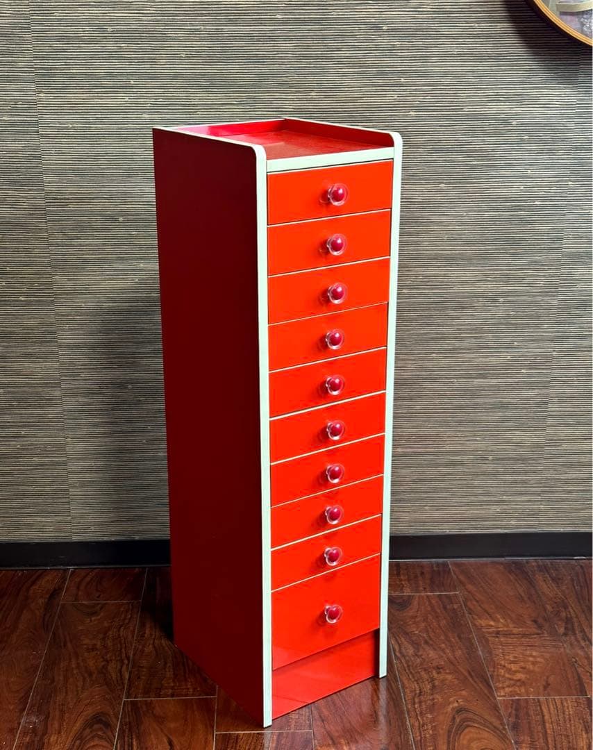 レトロポップ　カラーチェスト　シェルフ　たんす　10段　飾り棚　スペースエイジ