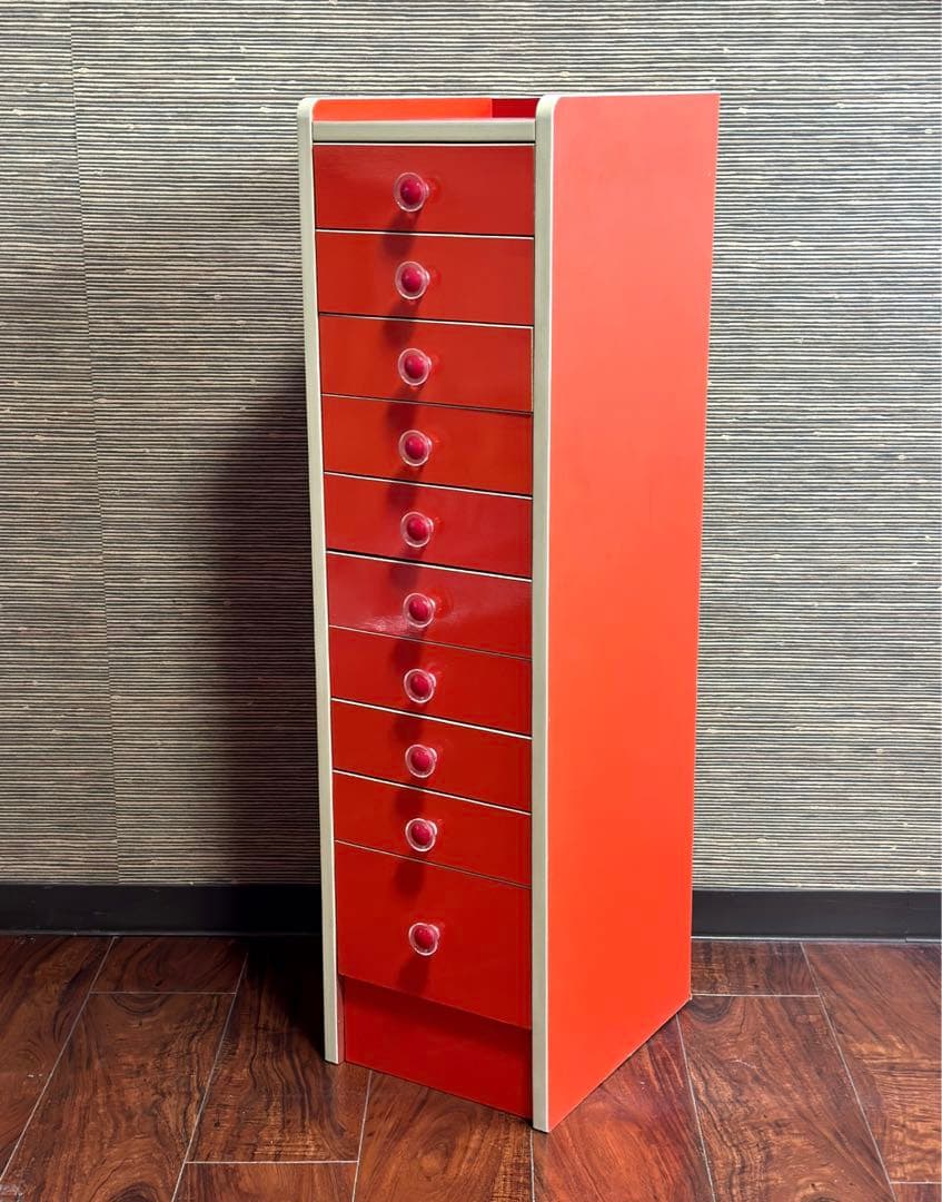 レトロポップ　カラーチェスト　シェルフ　たんす　10段　飾り棚　スペースエイジ