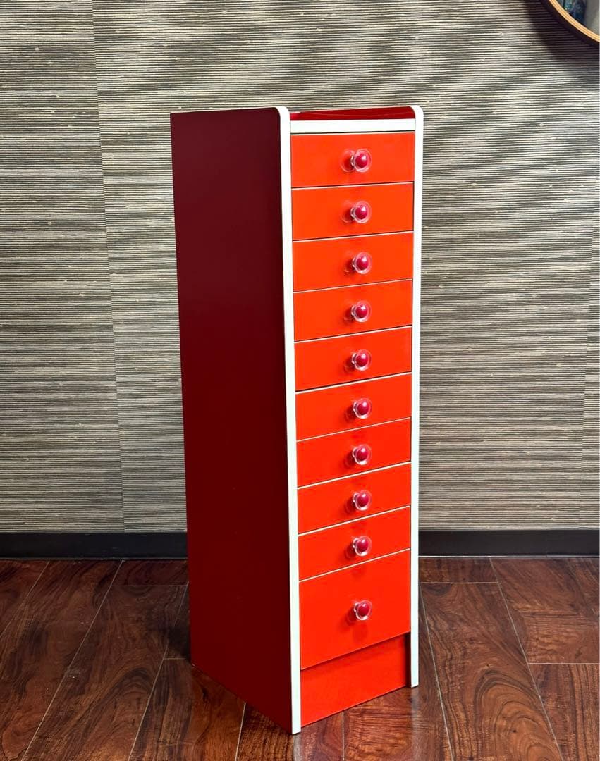 レトロポップ　カラーチェスト　シェルフ　たんす　10段　飾り棚　スペースエイジ