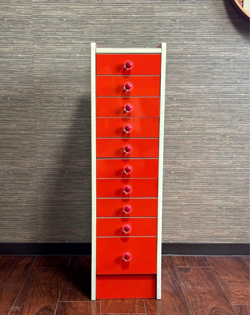 レトロポップ　カラーチェスト　シェルフ　たんす　10段　飾り棚　スペースエイジ