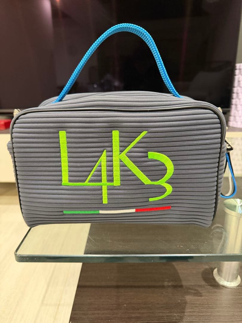 L4K3 ハンドバッグ グレー×ブルー ゴルフ対応