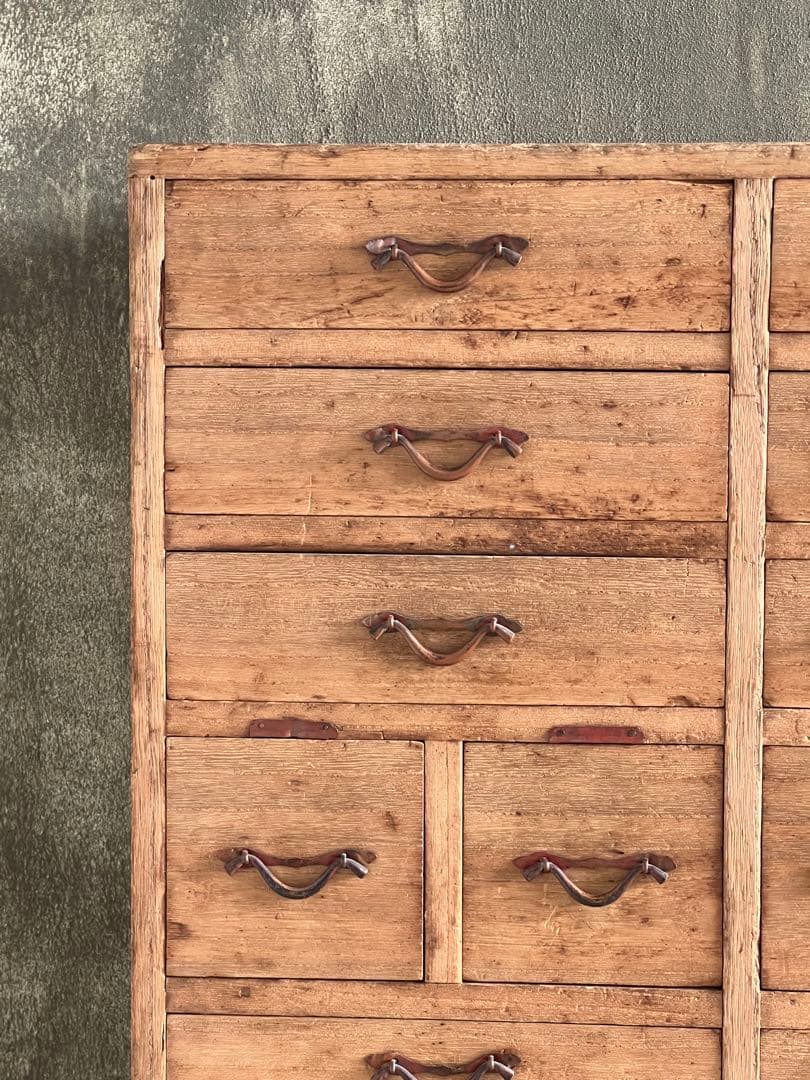 明治時代『 25杯抽斗　薬箪笥 』 和箪笥／ドロワー飾り棚 アトリエ 什器 侘寂