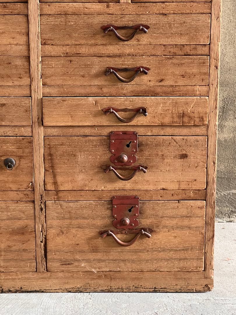 明治時代『 25杯抽斗　薬箪笥 』 和箪笥／ドロワー飾り棚 アトリエ 什器 侘寂