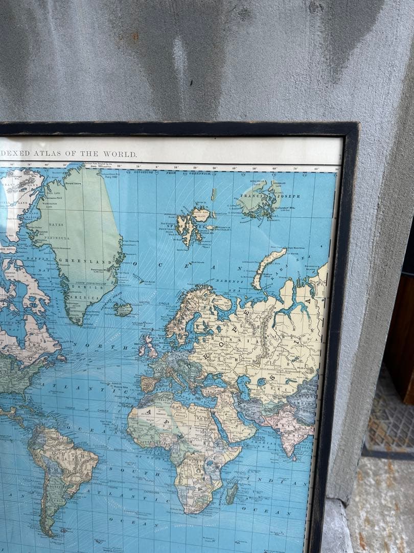 複数購入割引⭕️ アンティーク　地図　マップ　フレーム付き　ウォールアート　壁掛け
