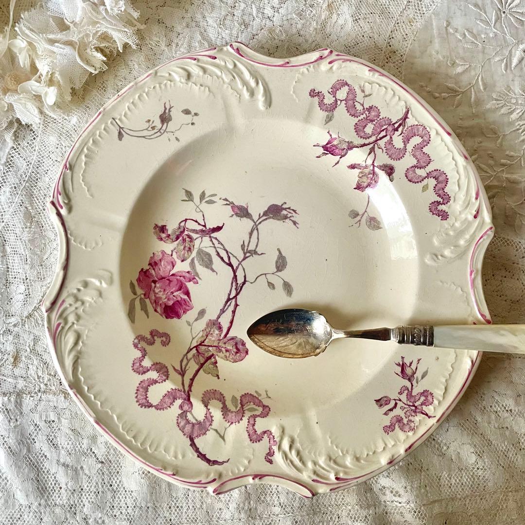 ぐ*る様 【希少レア美品】ジアン　ヴェルサイユプレート　ローズリボン　フランスア