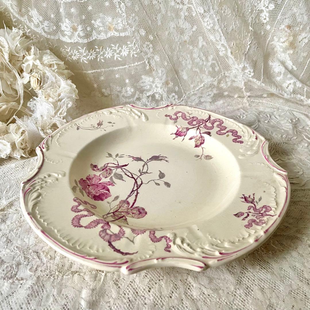 ぐ*る様 【希少レア美品】ジアン　ヴェルサイユプレート　ローズリボン　フランスア