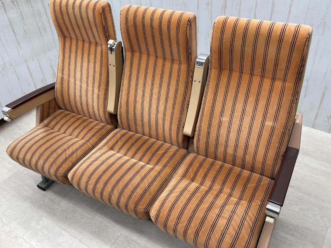 美品　0系新幹線 普通席 3列シート 簡易リクライニング せり出し式 ストライプ