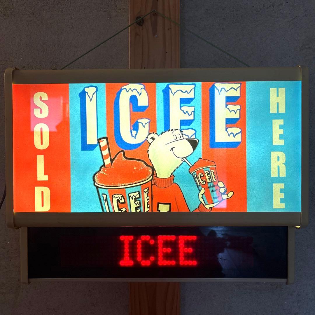 80年代　アイシーベア　モーション　看板　ランプ　ネオンサイン　USA アメトイ