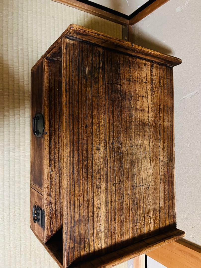 桐の古い収納棚 2段式 引き出し付き