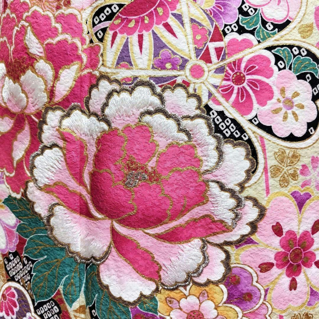 振袖フルセット(8点)・金駒刺繍・銀通し・金彩加工・鹿の子柄・正絹