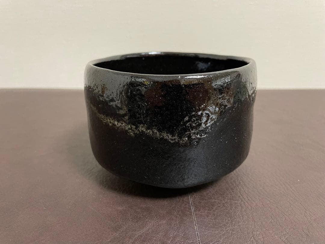 十代大樋長左衛門　黒茶盌　共箱　共布　栞　茶碗　大樋焼　楽茶碗　茶道具