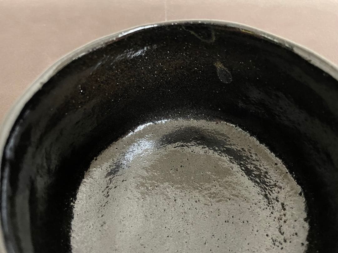 十代大樋長左衛門　黒茶盌　共箱　共布　栞　茶碗　大樋焼　楽焼　茶道具