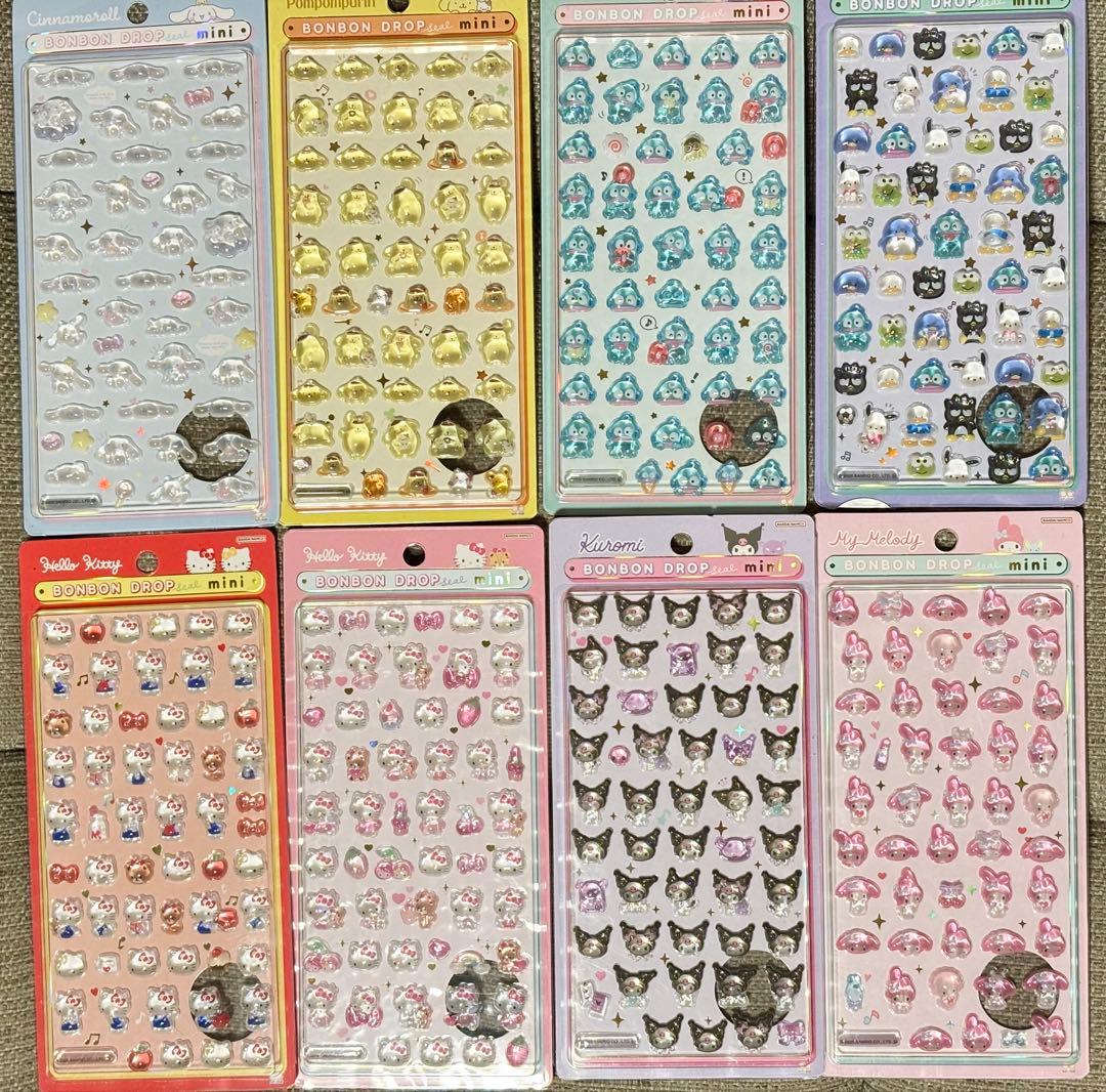 【正規品】サンリオ　ボンボンドロップシール　ミニ　ウォーターインシール　11枚
