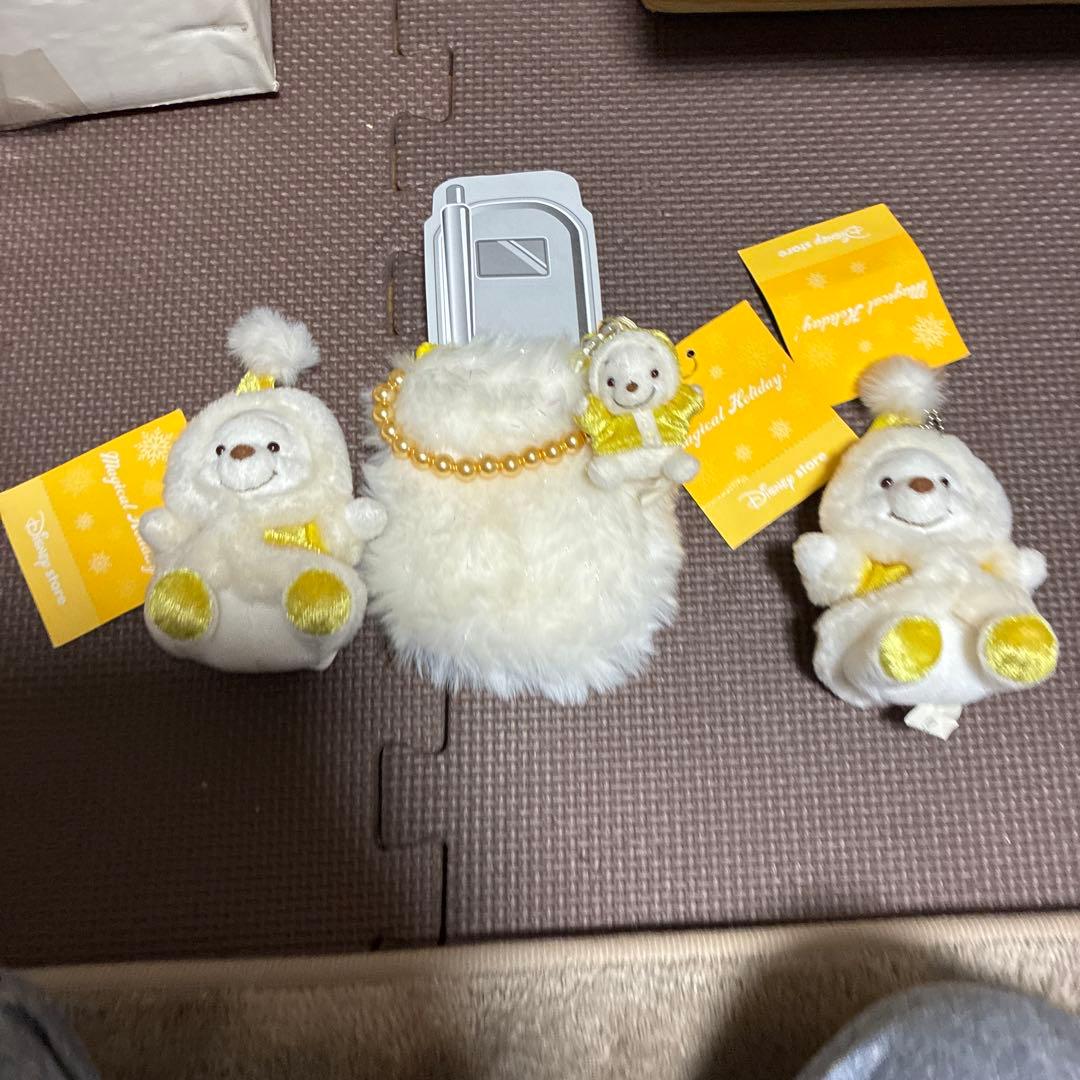 ‼️希少新品‼️ディズニー　プーさん　キーホルダー2個と携帯ケース　平成レトロ　レア