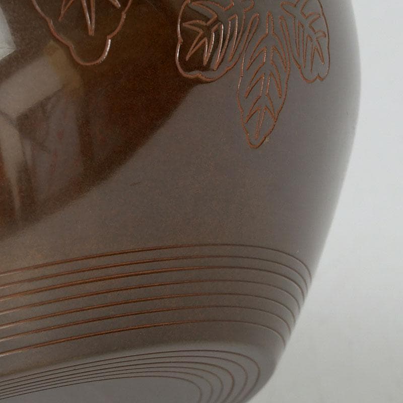 茶道具　高井陵雲造　唐銅　桐紋彫　建水　共箱　C　9434