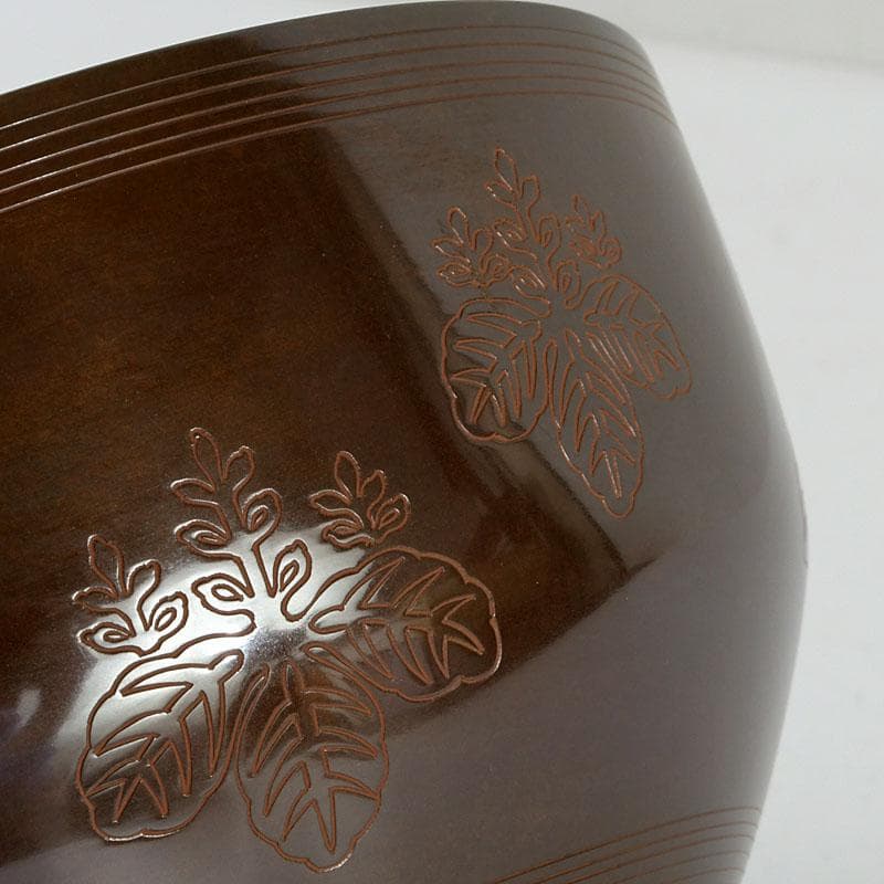 茶道具　高井陵雲造　唐銅　桐紋彫　建水　共箱　C　9434