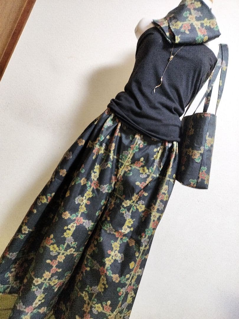 1580+1535　たっかこ☆大島紬ガウチョ＆ストール+ショルダー留袖