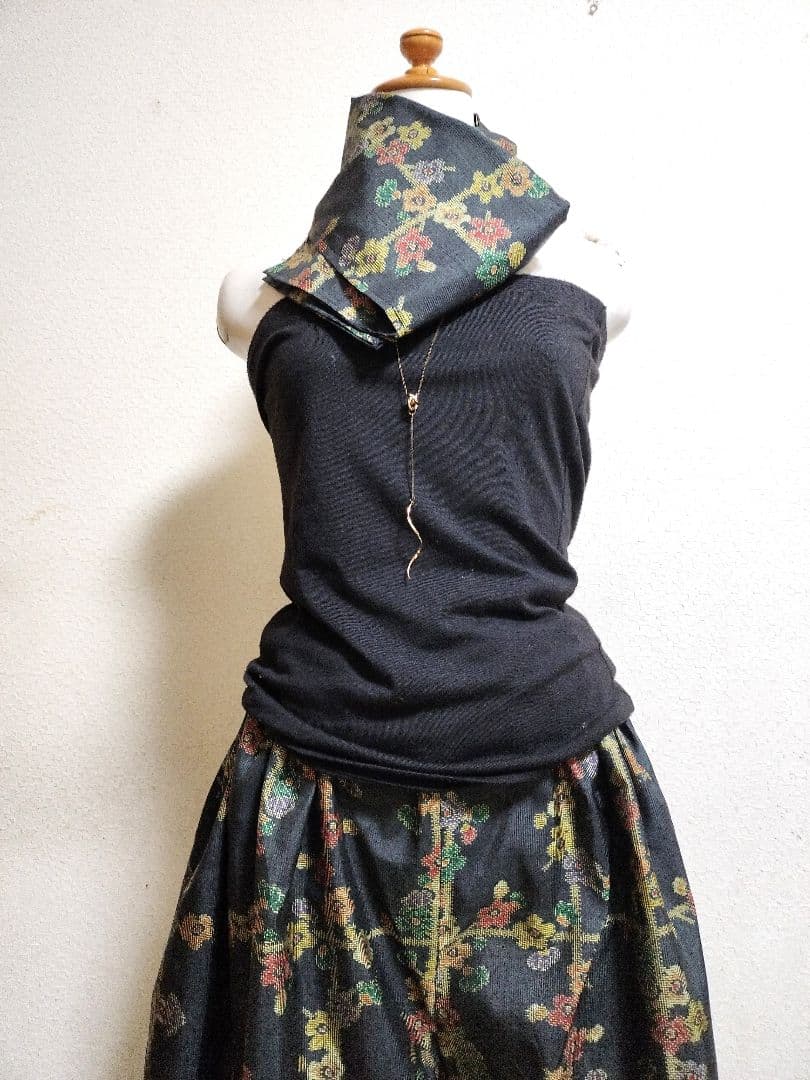 1580+1535　たっかこ☆大島紬ガウチョ＆ストール+ショルダー留袖