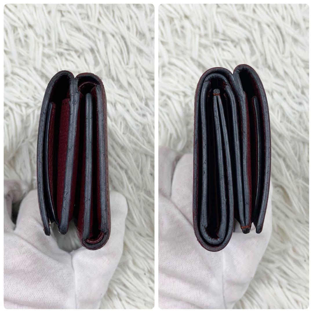 【✨極美品✨】ロエベ 三つ折り財布 アナグラム トライフォールド バーガンディ