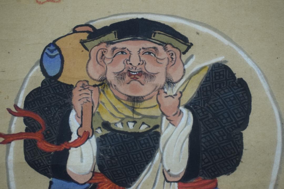 作者不詳/大黒天画賛/掛軸☆宝船☆Z-542