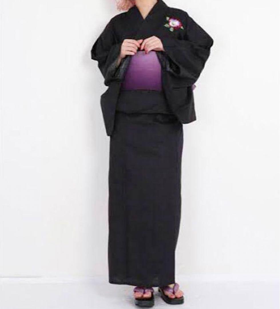 完売品！新品 大人気ブランド浴衣【ジュエティ】椿とオウム刺繍★お単衣としても♪