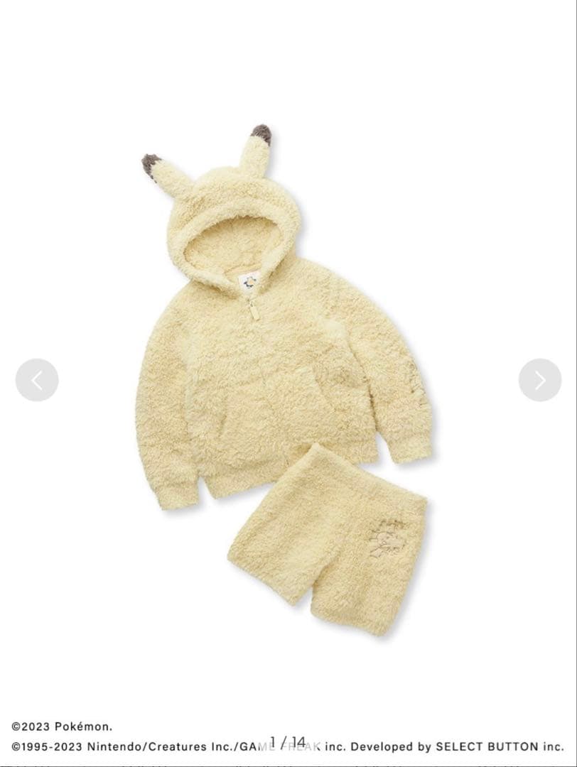 新品◯ジェラートピケ ピカチュウパーカ&ショートパンツセットキッズSサイズ
