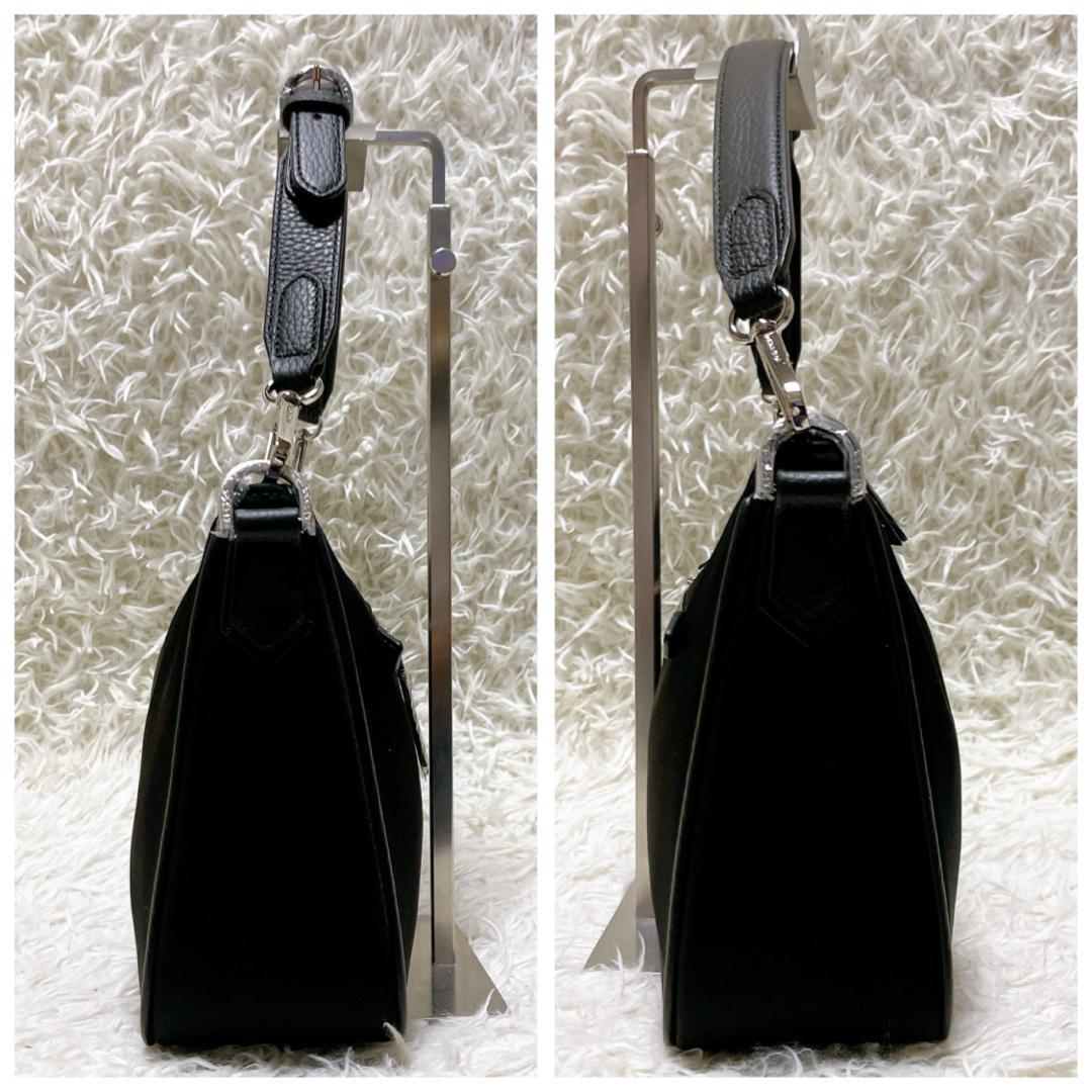 美品 ココセリュックスゴールド ハーフムーン 2way ショルダーバッグ 黒