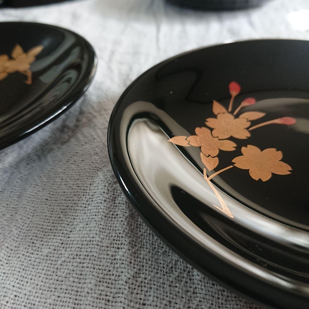 桜づくし 漆器 銘々皿 小皿 蒔絵 /輪島塗 越前漆器 茶道具 骨董 お椀印判