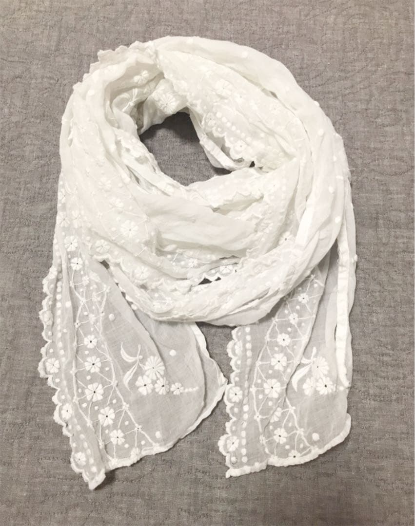フランス アンティーク 手刺繍 スーパーロング レース 端切れ ストール