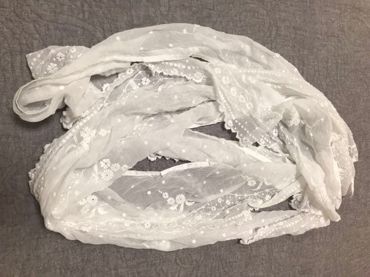 フランス アンティーク 手刺繍 スーパーロング レース 端切れ ストール