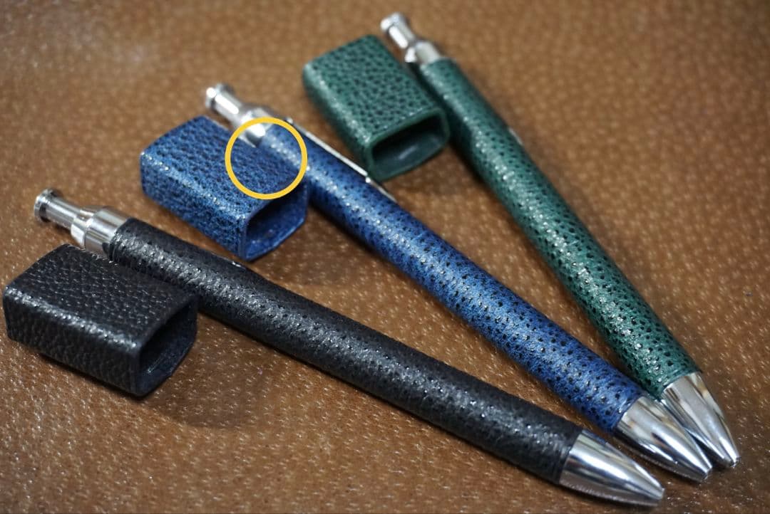 【セール】藍色　革軸ペン　消しゴムケースセット