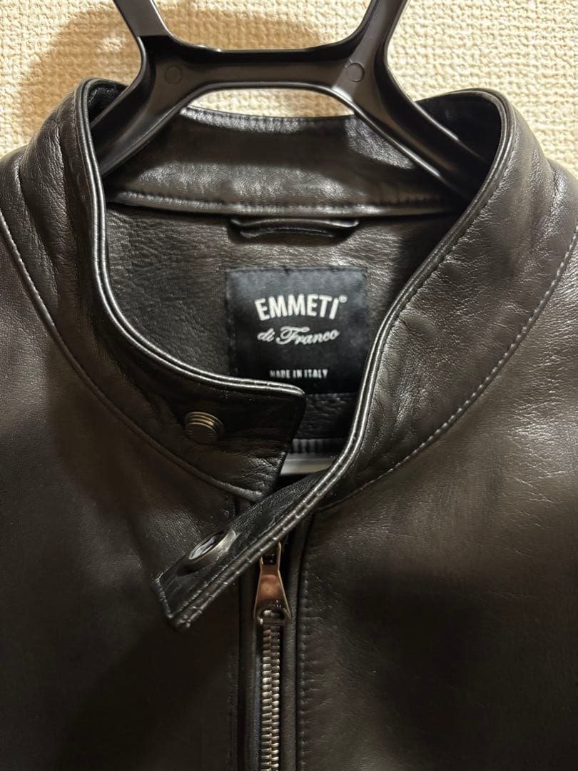 EMMETTI ブラック シングルライダースジャケット