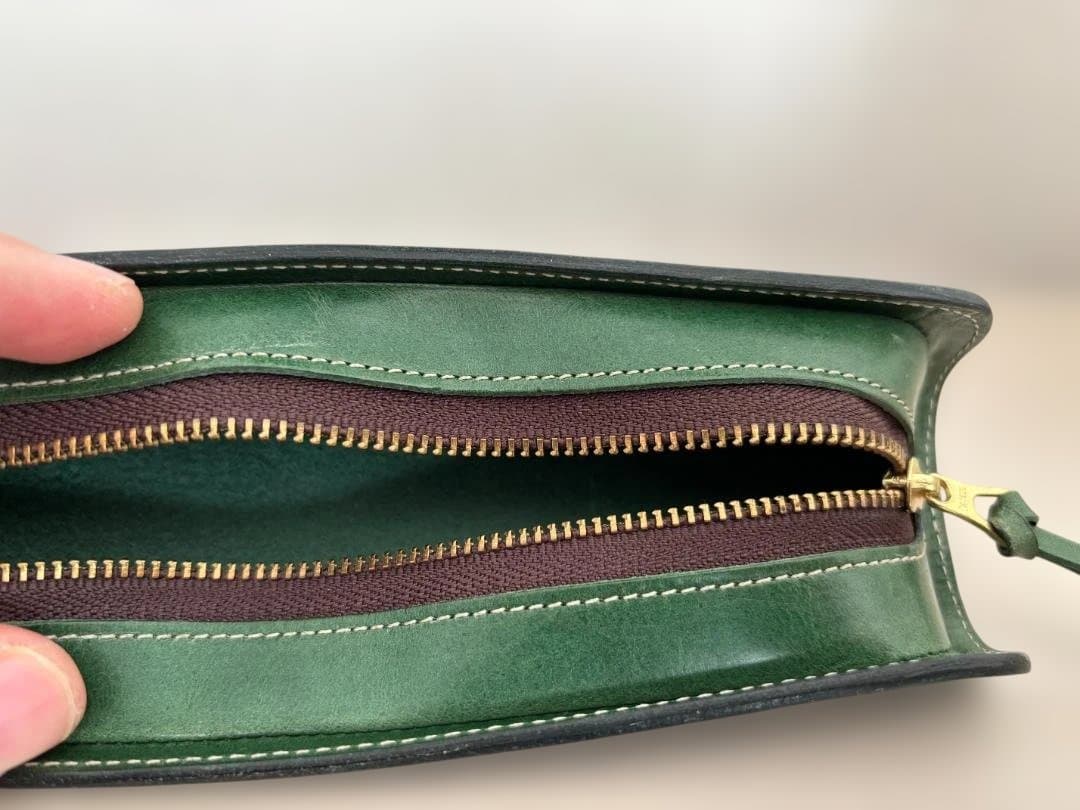 Munekawa本革ファスナーペンケース“U-shape”グリーン