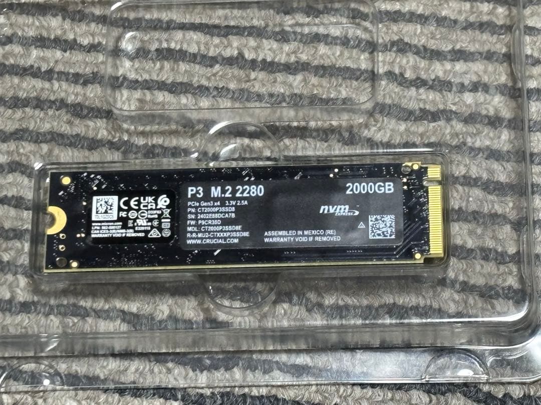 内蔵型SSD Crucial P3 2TB M.2 2280 SSD