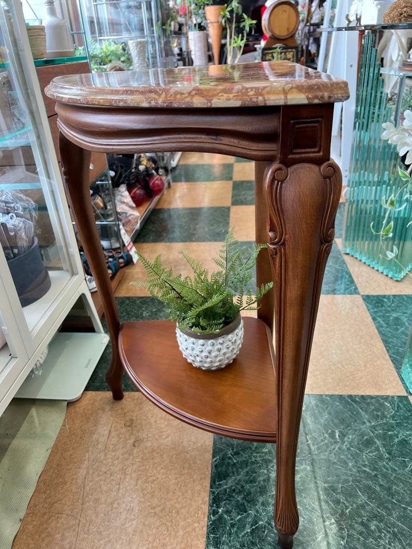 【地域限定無料配送】大理石の天板が美しいイタリア製のコーナーコンソールテーブル