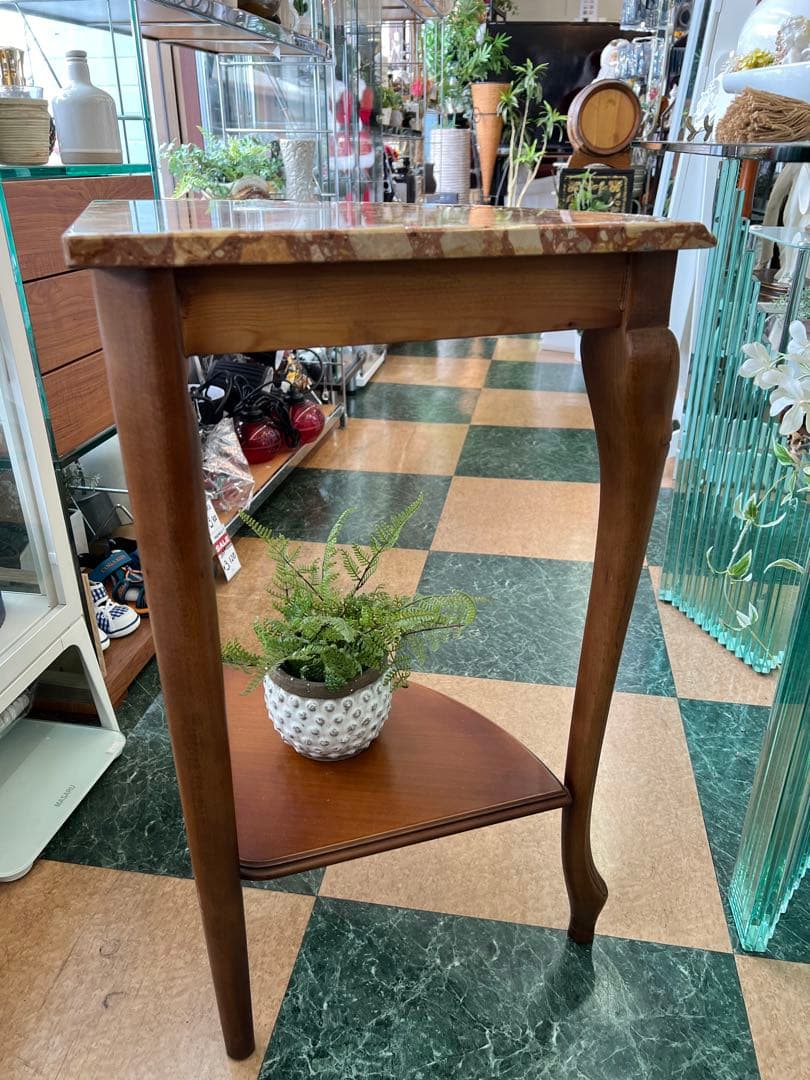 【地域限定無料配送】大理石の天板が美しいイタリア製のコーナーコンソールテーブル